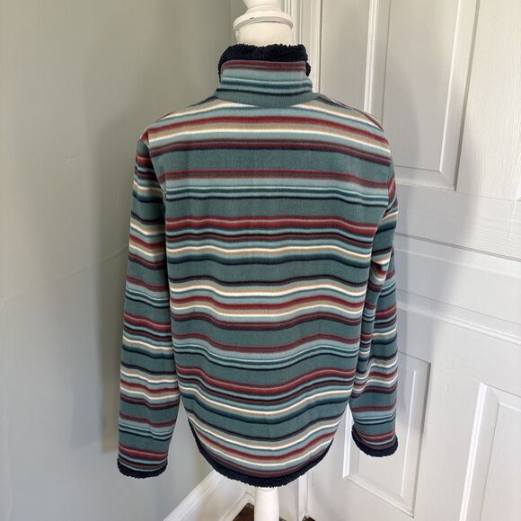 Bit Bridle Pullover Womens Medium Blue Striped Fleece 1/4 Zip Sweater Large - Picture 3 of 5